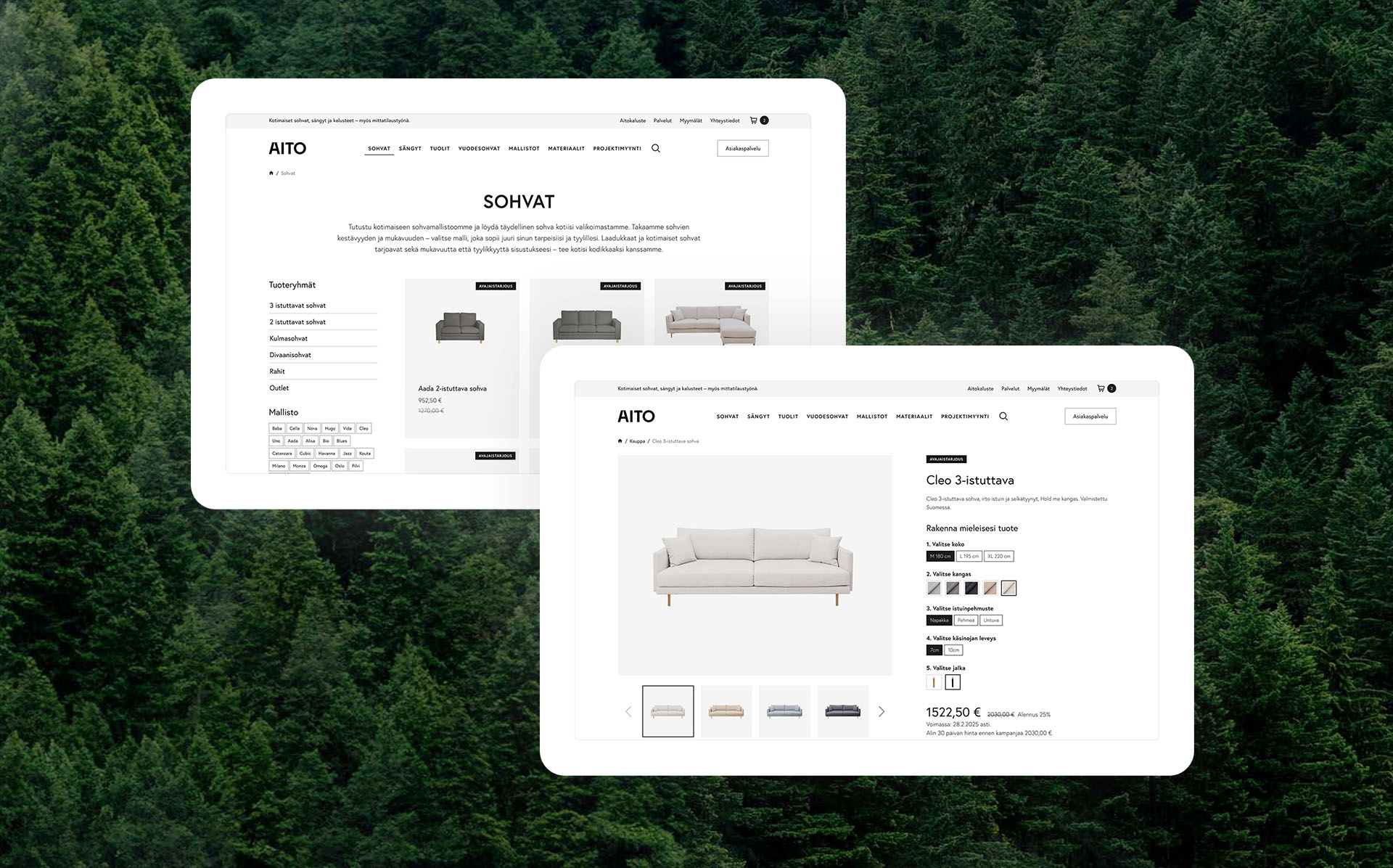 aitokaluste verkkokauppa suunnittelu
